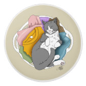 Grey White Cat Hair Laundry セラミックノブ (正面)