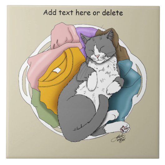 Grey White Cat Hair Laundry タイル (正面)