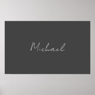 Grey White Handwritten Minimalist Your Name ポスター