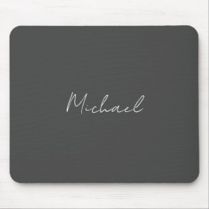 Grey White Handwritten Minimalist Your Name マウスパッド