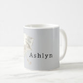 Grey White Hearts Umbrella コーヒーマグカップ (正面右)