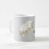 Grey White Hearts Umbrella コーヒーマグカップ (正面左)