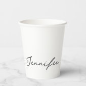 Grey White Modern Minimalist Handwriting Name 紙コップ (正面)