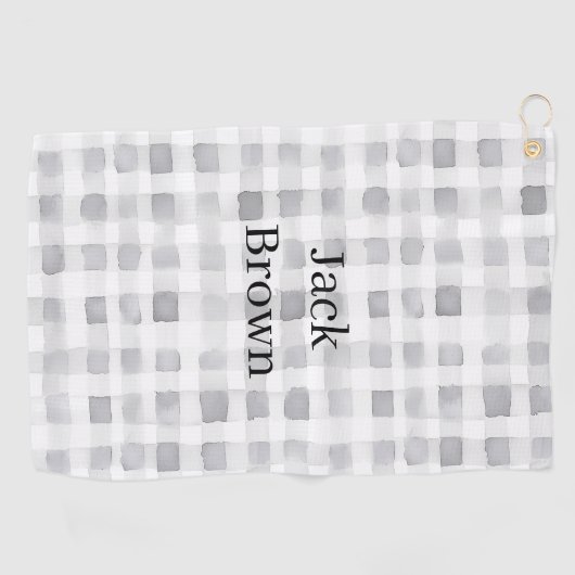 Grey White Plaid Stripes ゴルフタオル (横)