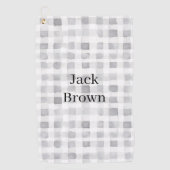 Grey White Plaid Stripes ゴルフタオル (正面)