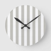 Grey & White Stripe Clock ラウンド壁時計 (正面)