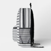 Grey & White Striped Backpack 💥 Cool & Modern  プリントバックパック (右)