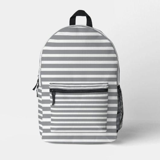 Grey & White Striped Backpack 💥 Cool & Modern  プリントバックパック (正面)