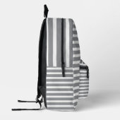 Grey & White Striped Backpack 💥 Cool & Modern  プリントバックパック (左)