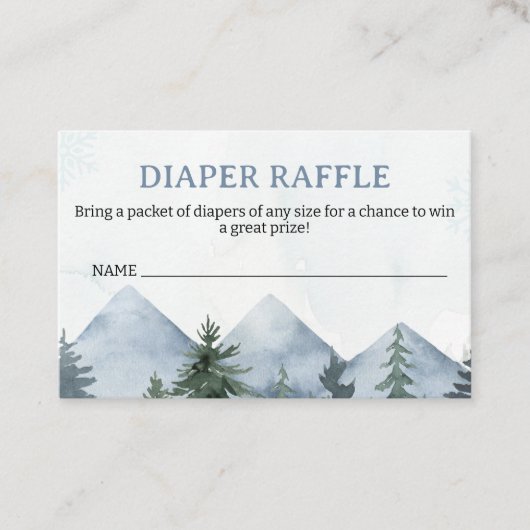 Grey Wilderness Baby Shower Diaper Raffle Insert ロイヤリティカード (正面)