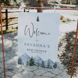 Grey Wilderness Winter Baby Shower Welcome Sign フォトプリント