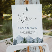 Grey Wilderness Winter Baby Shower Welcome Sign フォトプリント