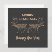 Grey wish card Merry Christmas new year reindeer シーズンカード (正面/裏面)