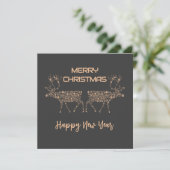 Grey wish card Merry Christmas new year reindeer シーズンカード (スタンド正面)