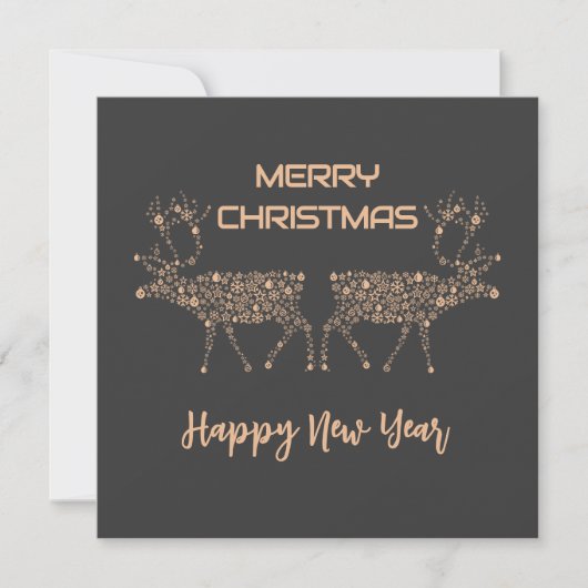 Grey wish card Merry Christmas new year reindeer シーズンカード (正面)