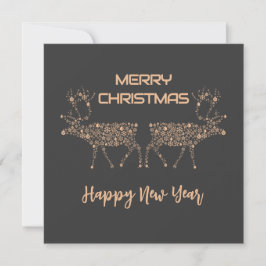 Grey wish card Merry Christmas new year reindeer シーズンカード