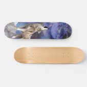 Grey Wolf Howling at the Moon Skate Deck スケートボード (横)
