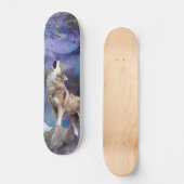 Grey Wolf Howling at the Moon Skate Deck スケートボード (正面)