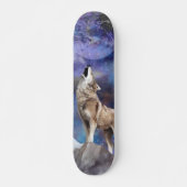 Grey Wolf Howling at the Moon Skate Deck スケートボード (正面)