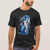 Grey Wolf Hunting Ground Icy Moon Forest Galaxy Tシャツ (正面)