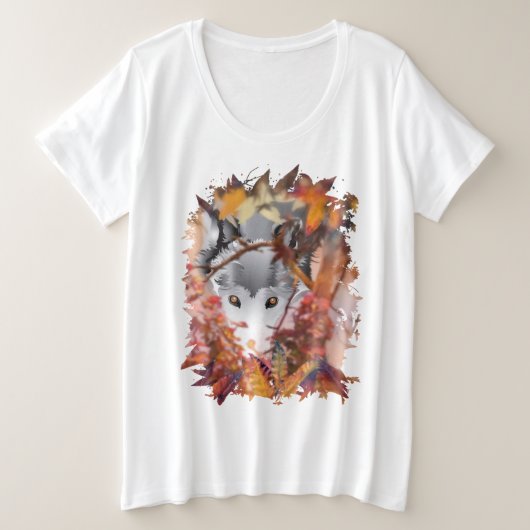 Grey WOLF PROWLER プラスサイズTシャツ (デザイン正面)
