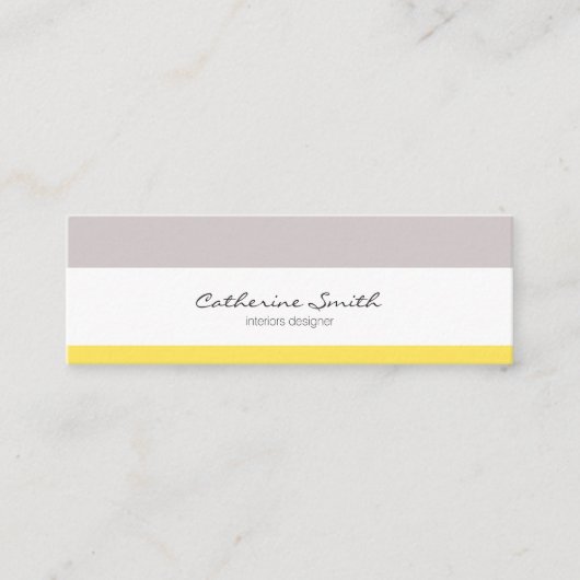 Grey yellow lines minimalist feminine chic card スキニー名刺 (正面)