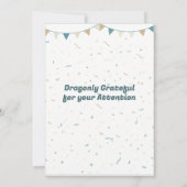 Grey Yellow Pastel Baby Dragon Birthday Invitation 招待状 (裏面)