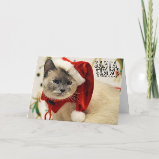 Greyfoot猫の救助のシャムのサンタカード シーズンカード (正面)