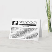 Greyfoot猫の救助のロシアので青い挨拶状 カード (裏面)