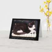 Greyfoot猫の救助の生命はピアノカードです カード (黄色い花)