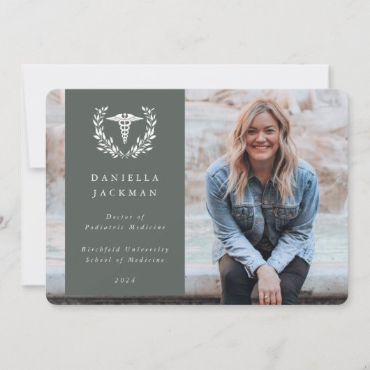 GreyGreen Caduceus医学部卒業写真 案内状 (正面)