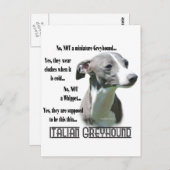 GreyhoundイタリアンのFAQ ポストカード (正面/裏面)