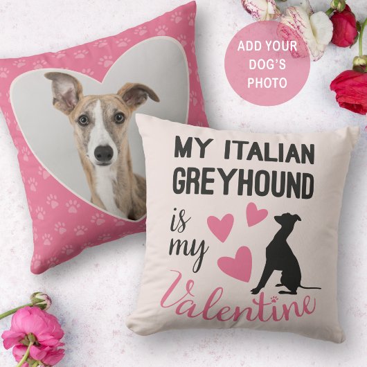 Greyhoundイタリアンは私のバレンタイン犬の写真かわいい クッション