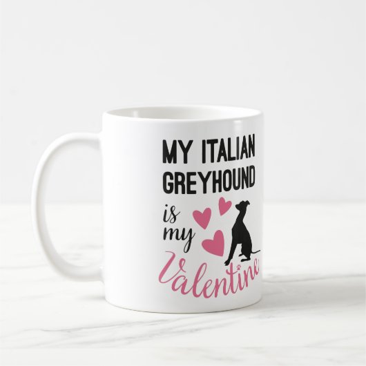 Greyhoundイタリアンは私のバレンタイン犬の名前だおもしろい コーヒーマグカップ (左)