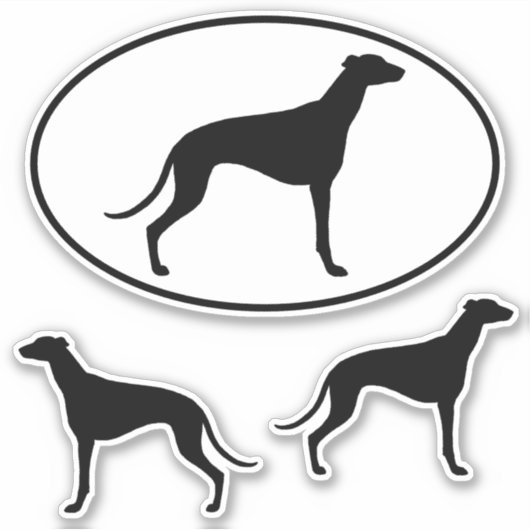 Greyhoundシルエット犬クールのステッカーセット シール (正面)