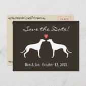 Greyhound犬のシルエット結婚式の日付を保存 案内ポストカード (正面/裏面)