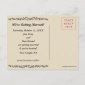 Greyhound犬のシルエット結婚式の日付を保存 案内ポストカード (裏面)