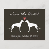 Greyhound犬のシルエット結婚式の日付を保存 案内ポストカード (正面)