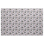 greyhound花模様白黒の犬の紫 ファブリック (ファットクウォーター)