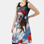 Greyhound走のクリスマス帽子と雪の中 エプロン (インサイチュ)