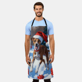 Greyhound走のクリスマス帽子と雪の中 エプロン (着用した状態)