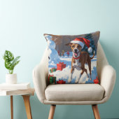 Greyhound走のクリスマス帽子と雪の中 クッション (椅子)