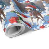 Greyhound走のクリスマス帽子と雪の中 ラッピングペーパー (ロールコーナー)