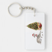 Greyhound イタリアン Christmasおもしろい Dog with Tree キーホルダー (正面)