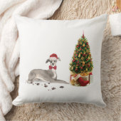 Greyhound イタリアン Christmasおもしろい Dog with Tree クッション (ブランケット)