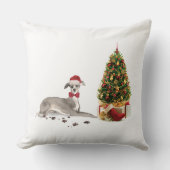 Greyhound イタリアン Christmasおもしろい Dog with Tree クッション (正面)