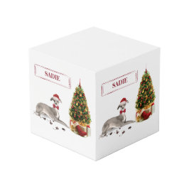 Greyhound イタリアン Christmasおもしろい Dog with Tree フォトキューブ