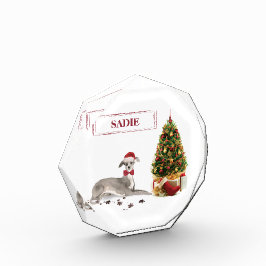 Greyhound イタリアン Christmasおもしろい Dog with Tree フォトブロック