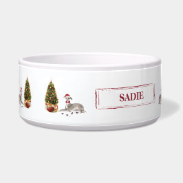 Greyhound イタリアン Christmasおもしろい Dog with Tree ボウル