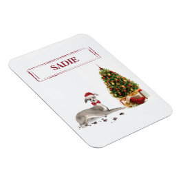 Greyhound イタリアン Christmasおもしろい Dog with Tree マグネット